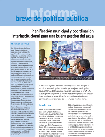 Planificación municipal y coordinación interinstitucional para una buena gestión del agua